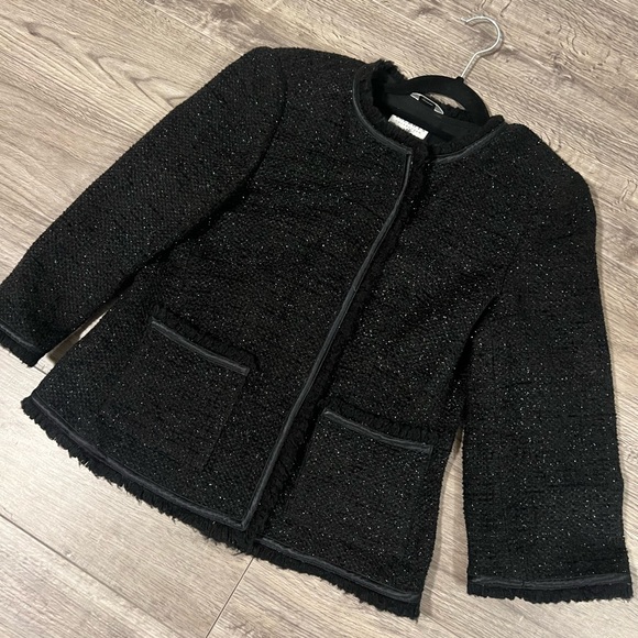Like New Talbots Shimmer Textured Tweed Black Blazer size 10 - Picture 1 of 3
